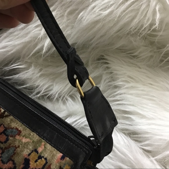 Boho Black leather tapestry shoulder purse - Picture 8 of 8